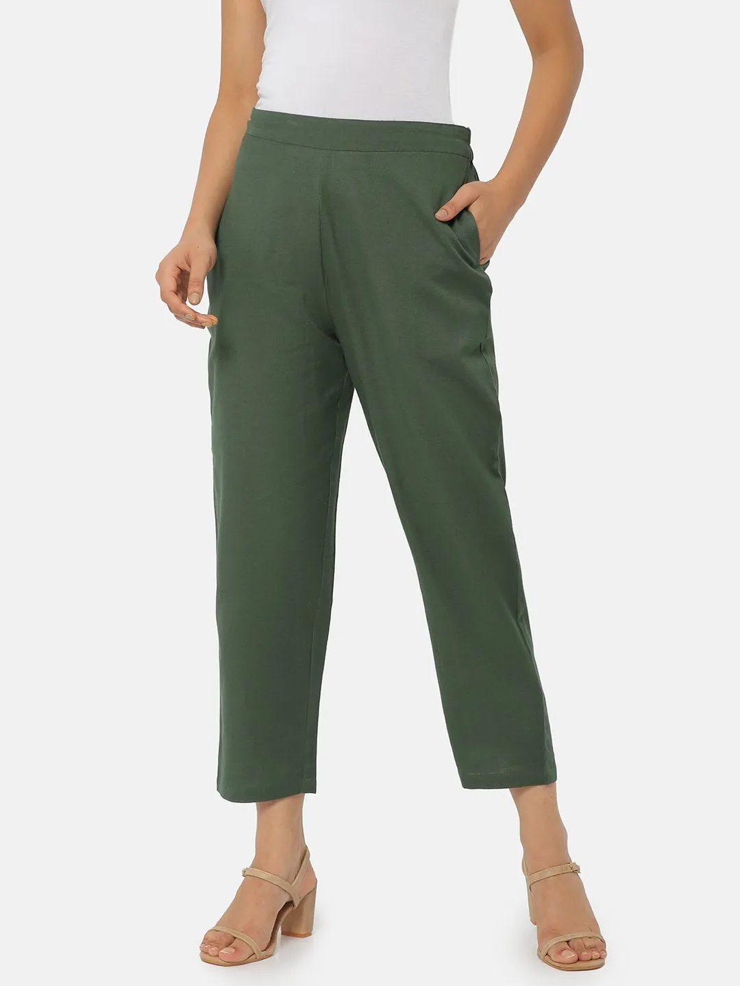 Forget Me Not Green Ankle-Length Pants