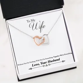 Gifts For Wife Interlocking Heart Necklace With Husband To Wife "Everything" Message Card