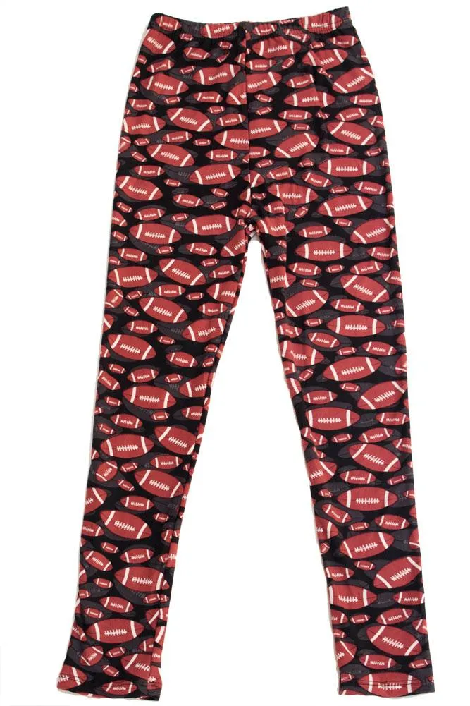 Girl's Rugby Ball Pattern Printed Leggings for Football Season