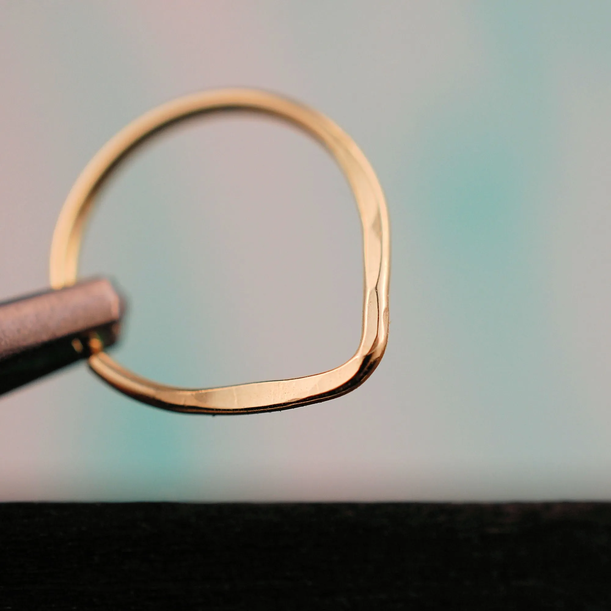 Gold Hammered V Nose Ring