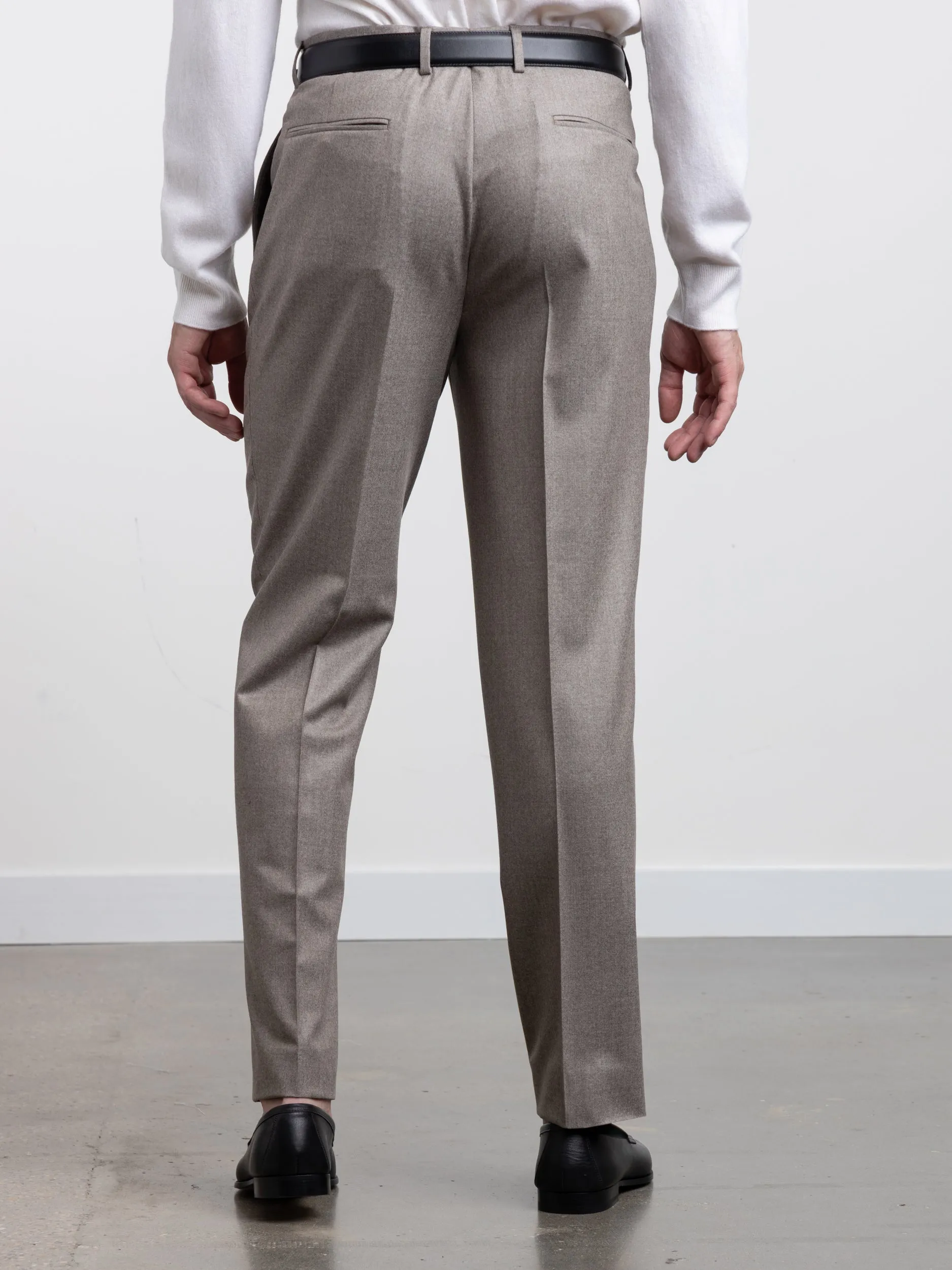 Grey Wool Pleated Dress Pants