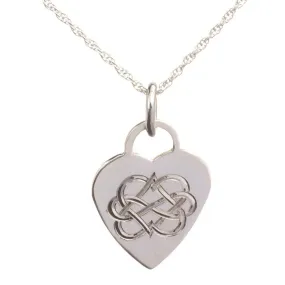 Hand Engraved Double Heart Infinity Sign Silver Necklace