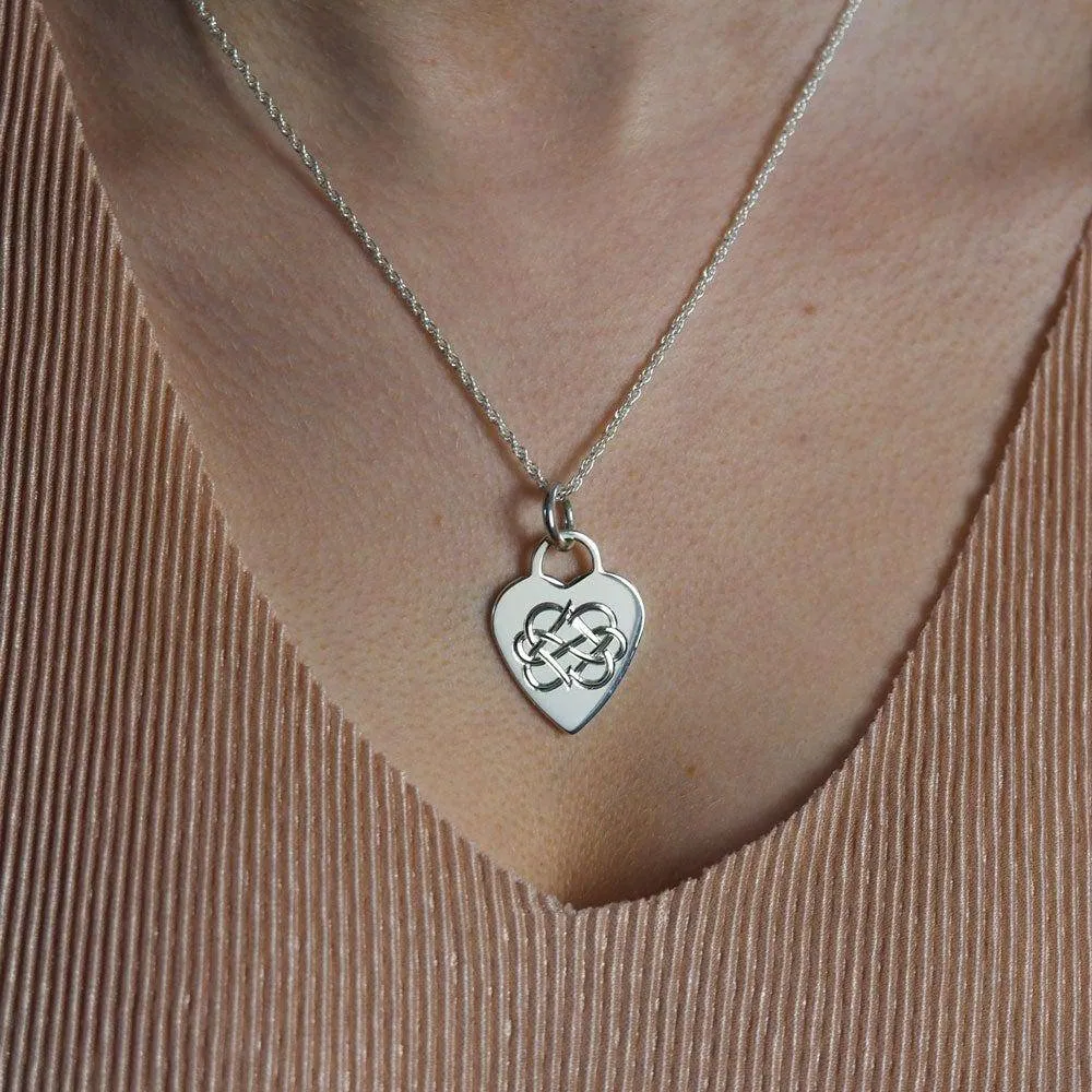 Hand Engraved Double Heart Infinity Sign Silver Necklace