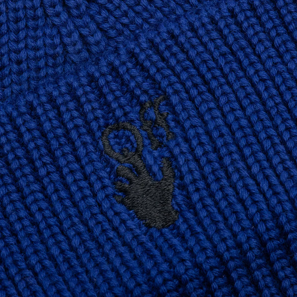 Hand Off Wool Rib Beanie - Blue/Black