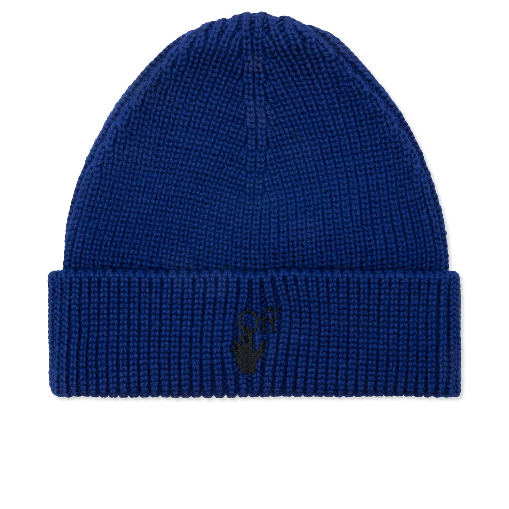 Hand Off Wool Rib Beanie - Blue/Black