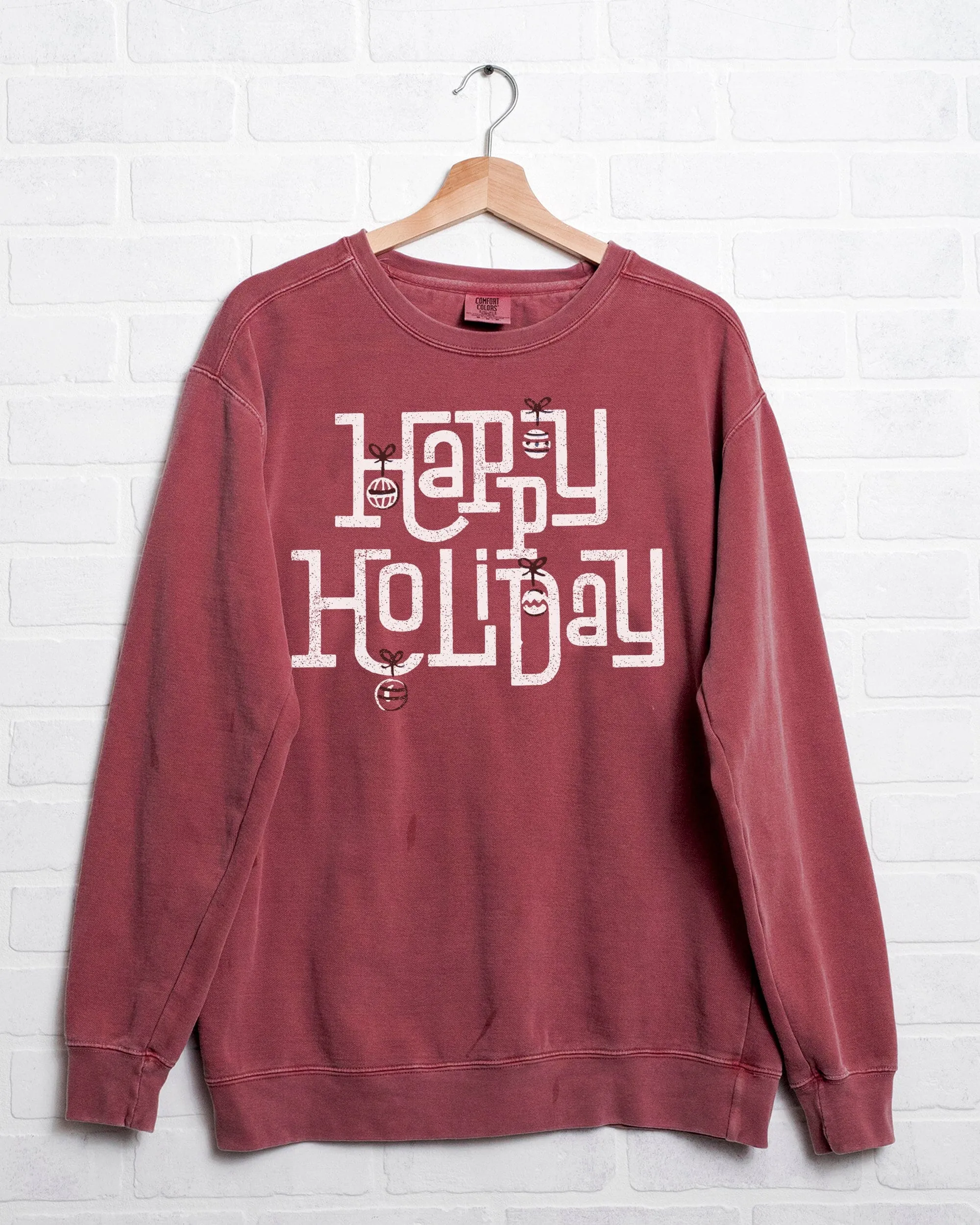 Happy Holiday Ornament Crimson Sweatshirt