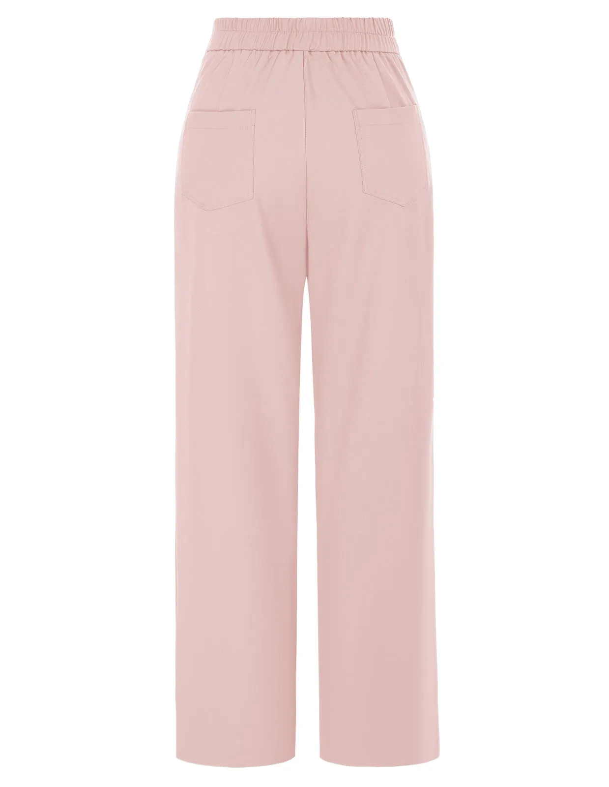 High Waisted Wide Leg Pants Button Decorated Casual Stretchy Trousers with Pockets