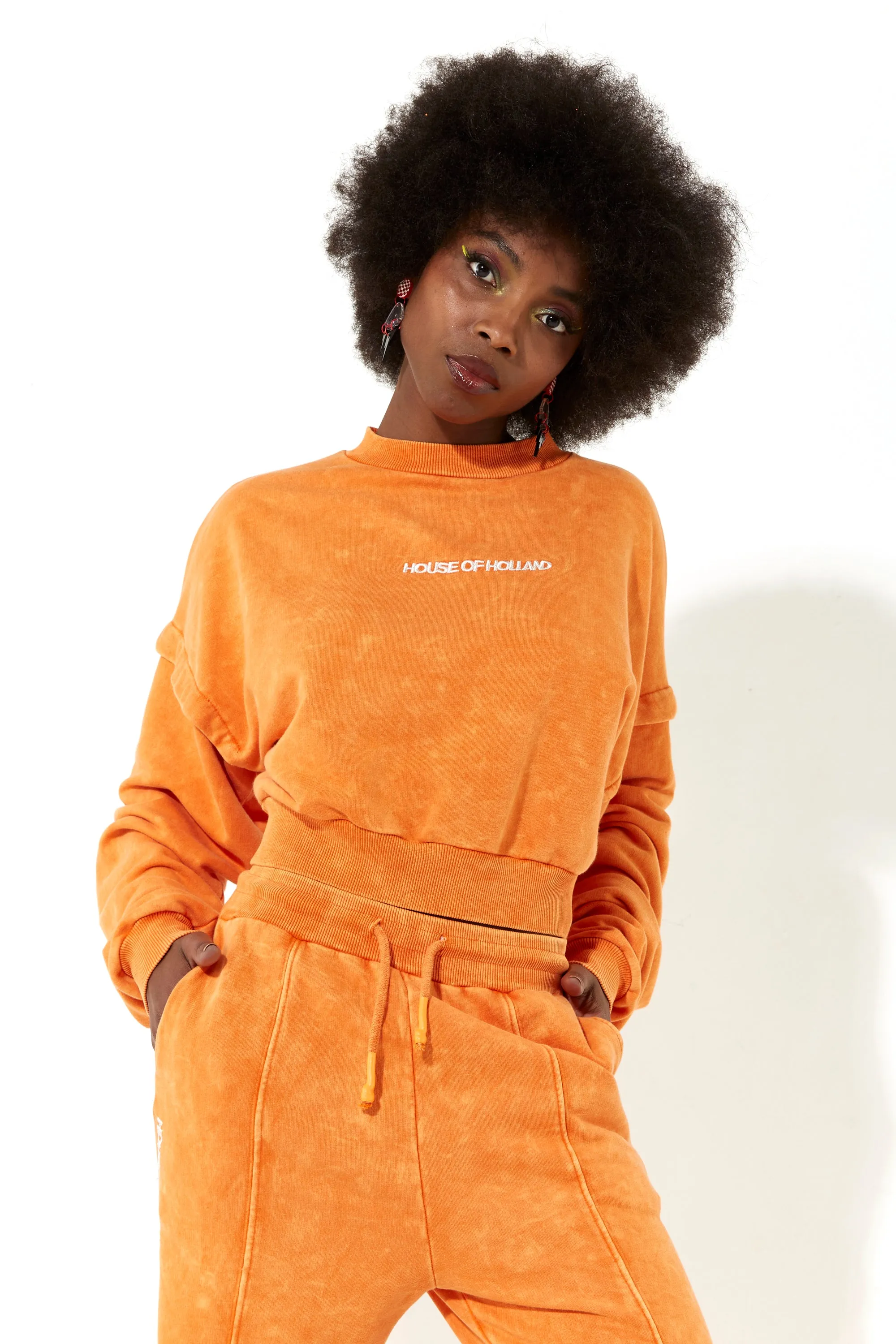 House of Holland Sweatshirt in Orange with an Embroidered Logo