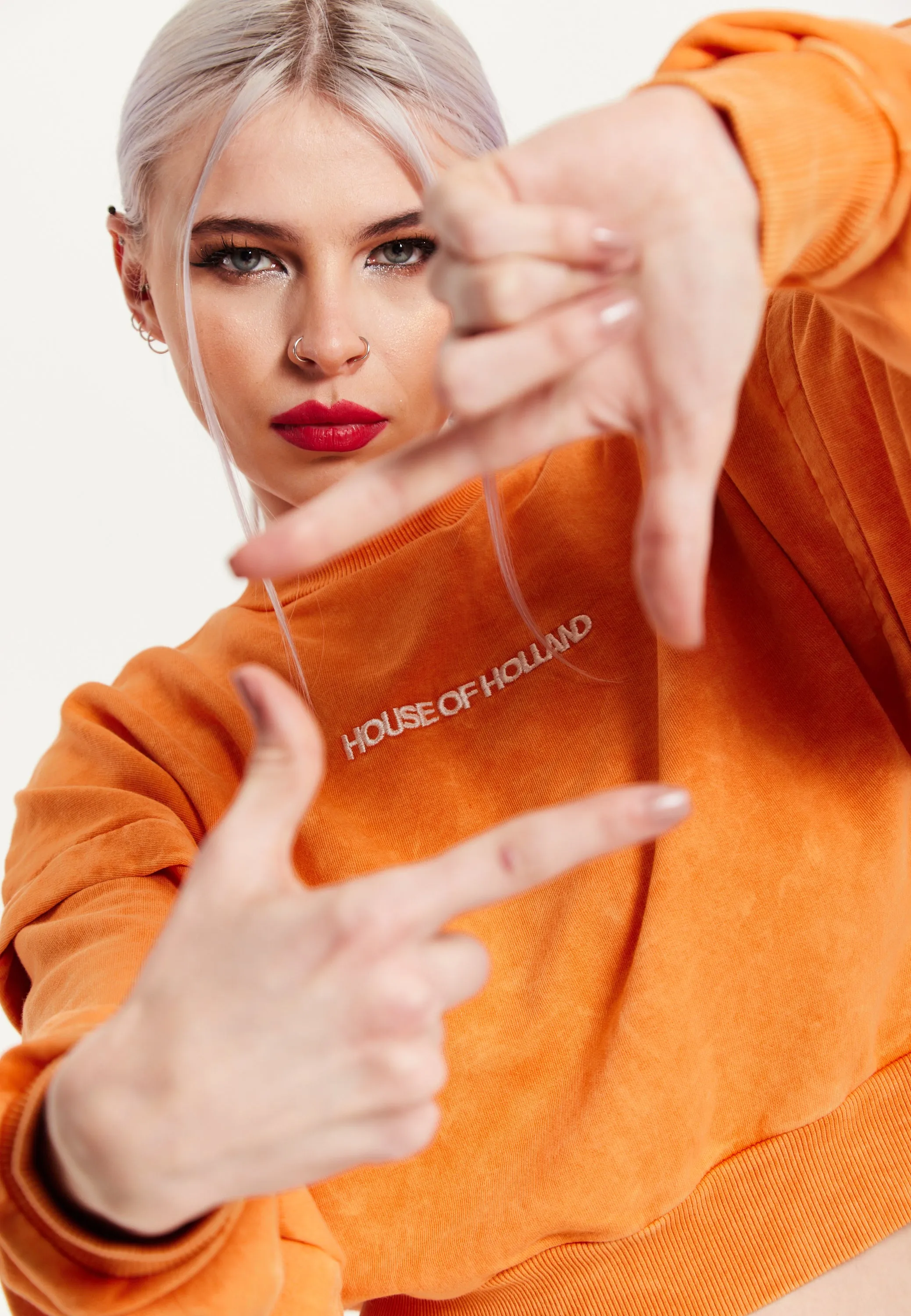 House of Holland Sweatshirt in Orange with an Embroidered Logo