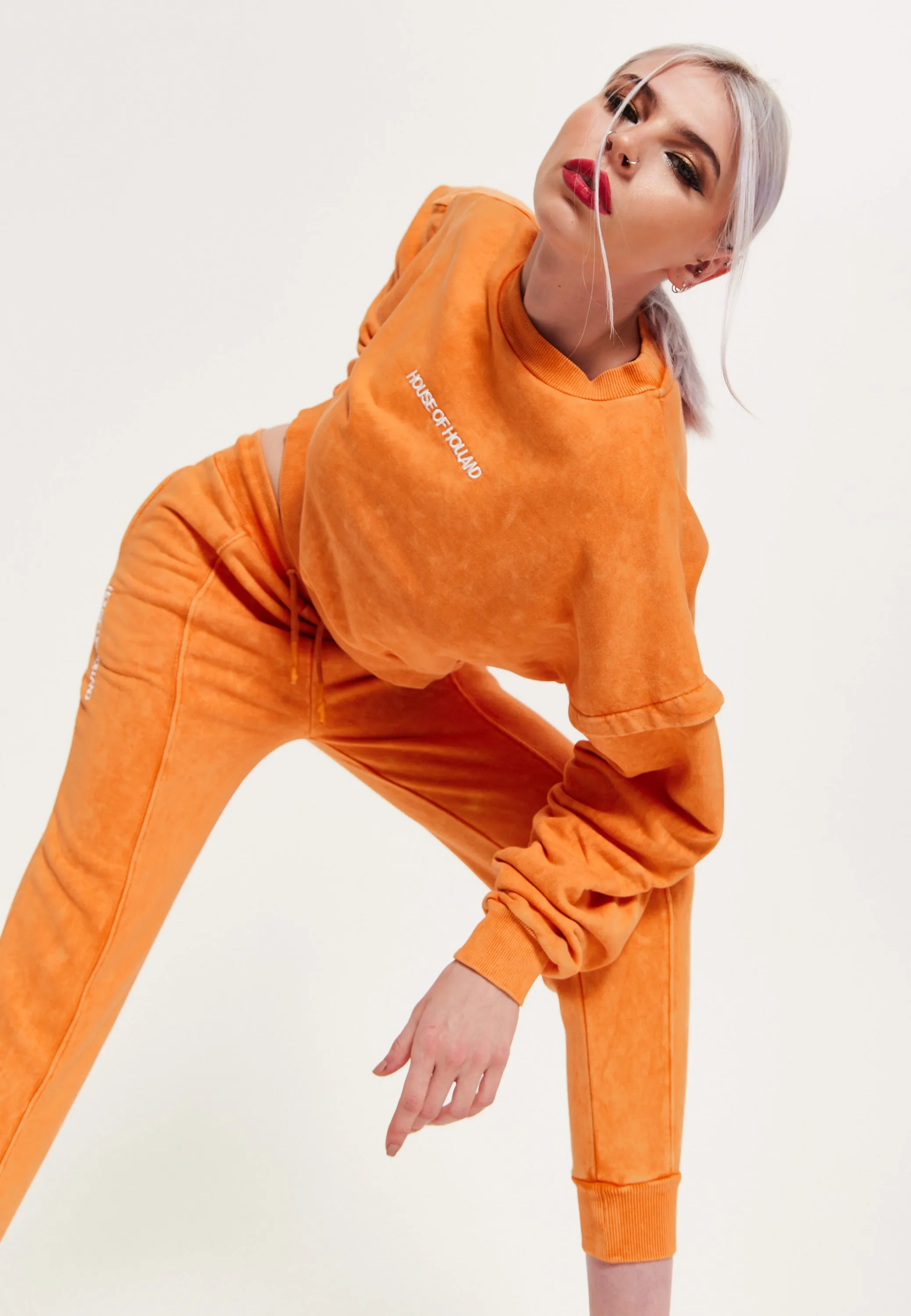 House of Holland Sweatshirt in Orange with an Embroidered Logo