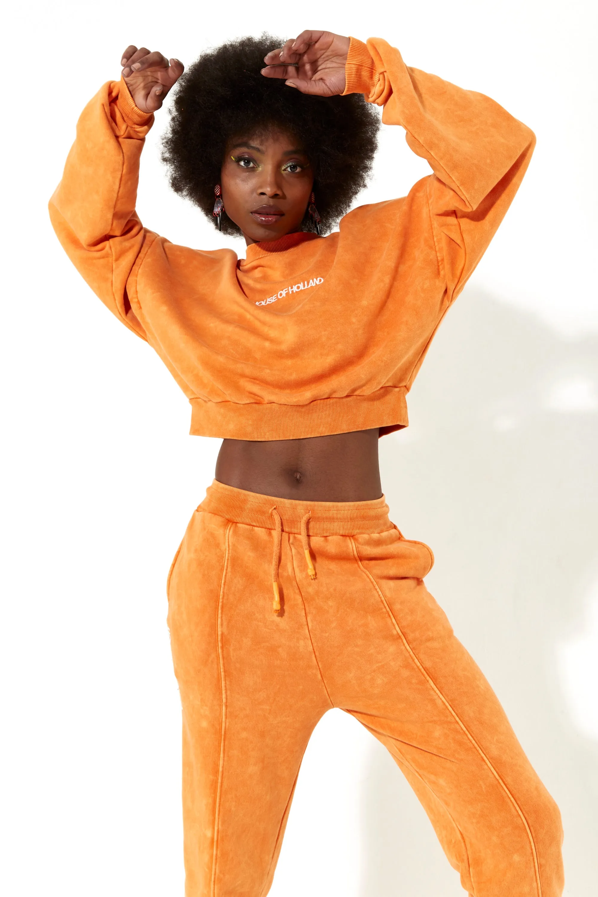 House of Holland Sweatshirt in Orange with an Embroidered Logo