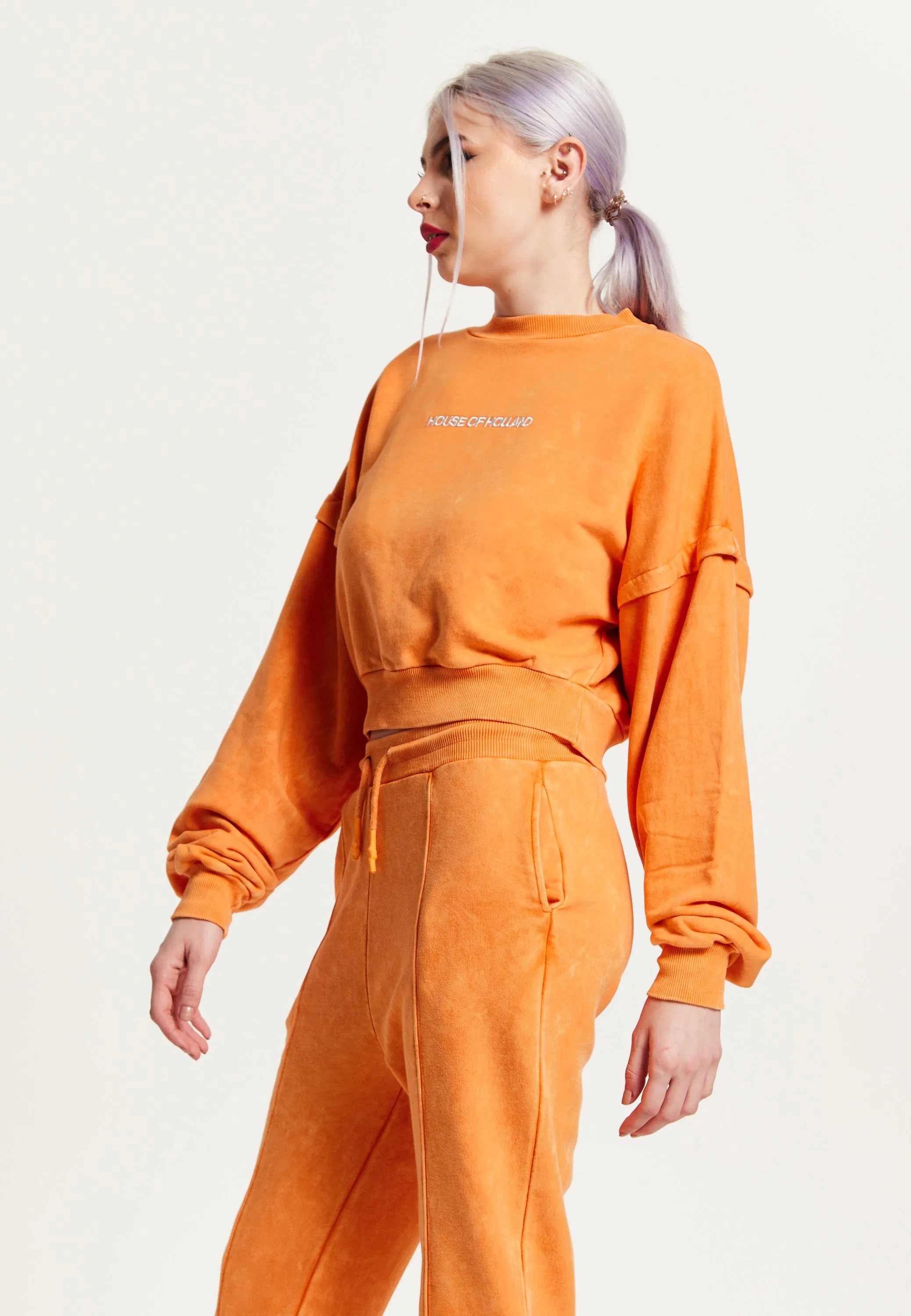 House of Holland Sweatshirt in Orange with an Embroidered Logo