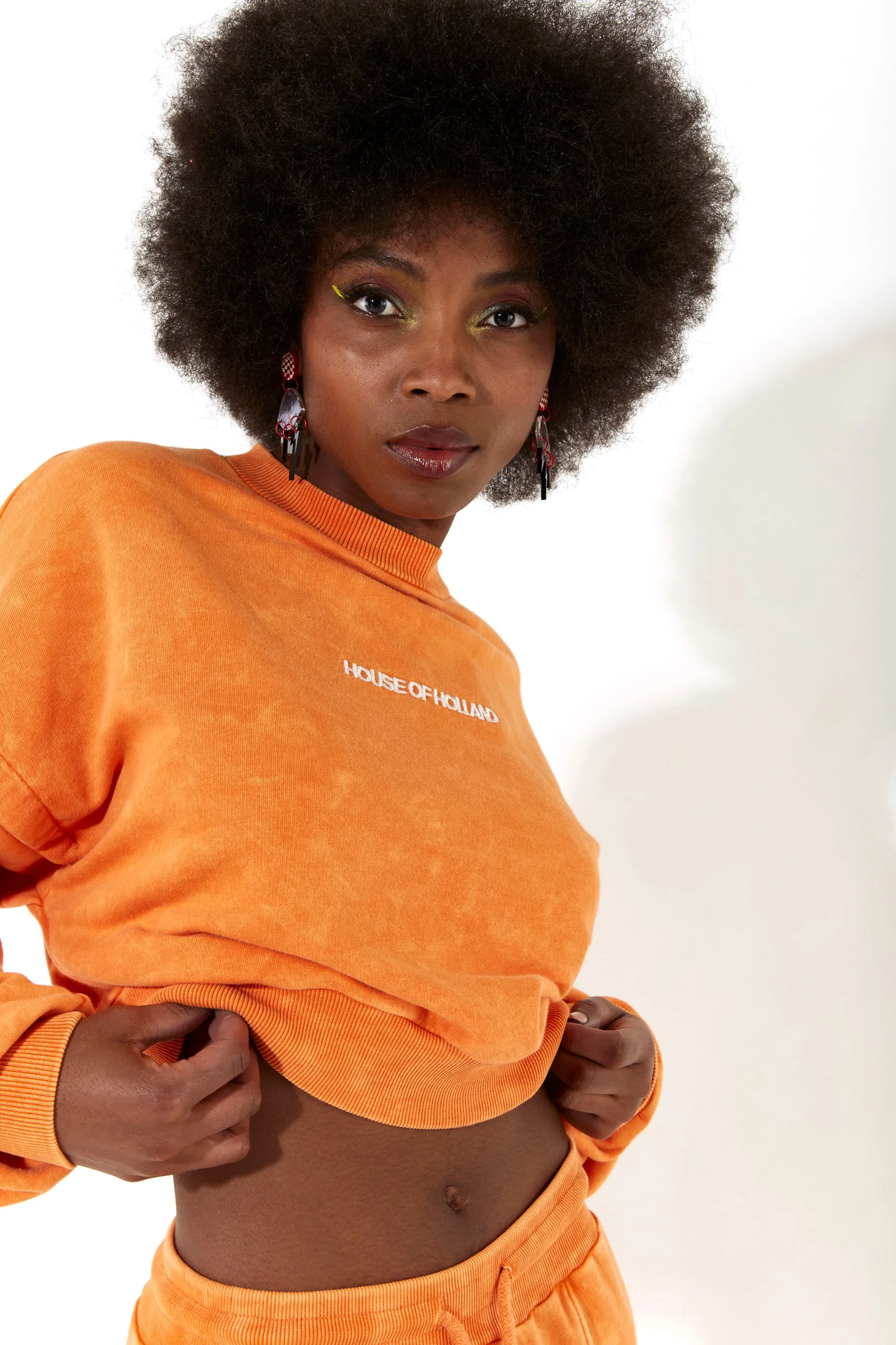 House of Holland Sweatshirt in Orange with an Embroidered Logo