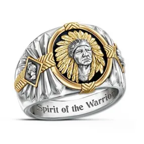 Indian Totem Ring SPIRIT OF THE WARRIOR Inscribed