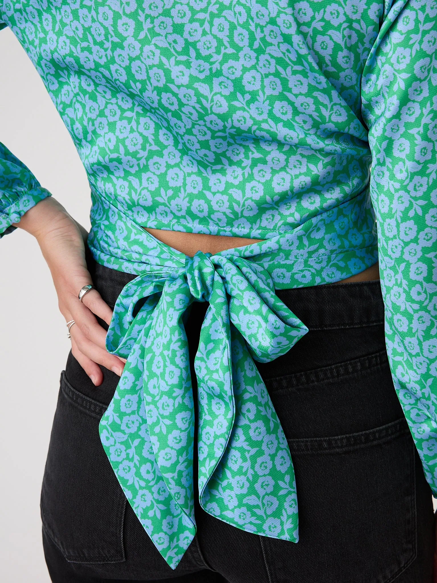 Jaliya Blouse in Green Floral