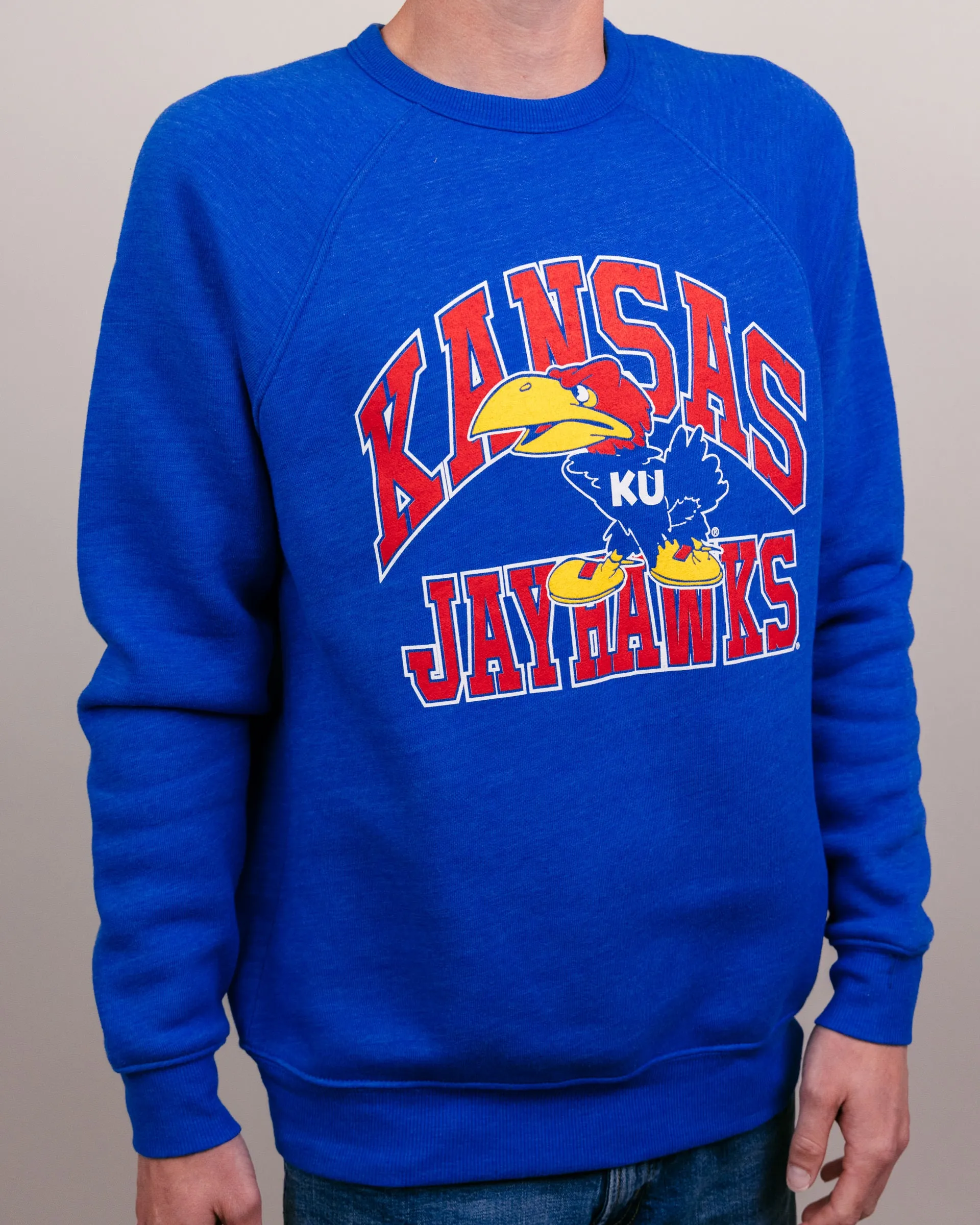 Kansas Jayhawks Mascot Blue Crewneck