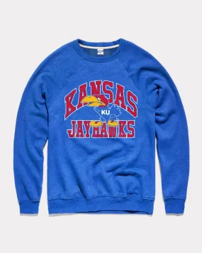 Kansas Jayhawks Mascot Blue Crewneck