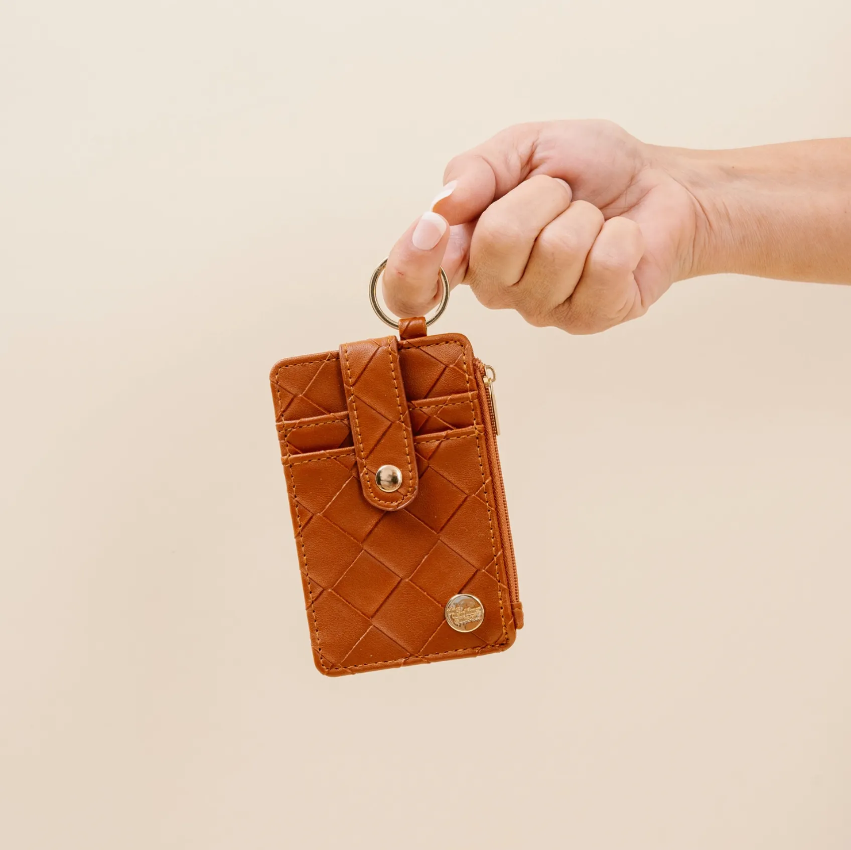 Keychain Card Wallet - Woven Cognac