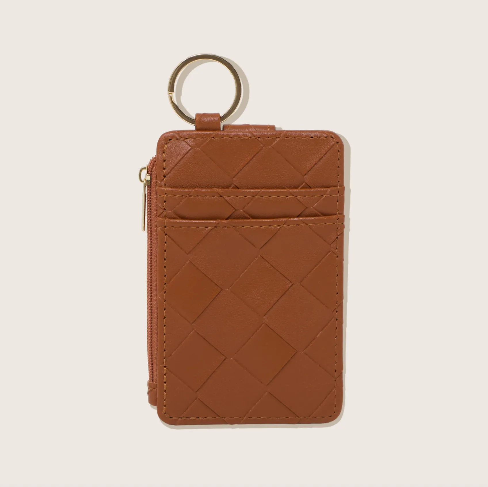 Keychain Card Wallet - Woven Cognac