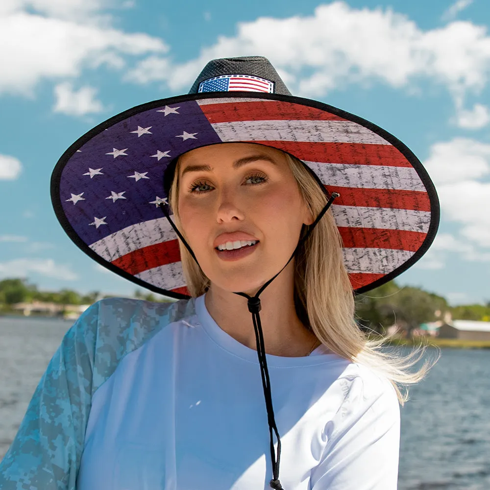 Keys Straw Hat | American Flag | Black