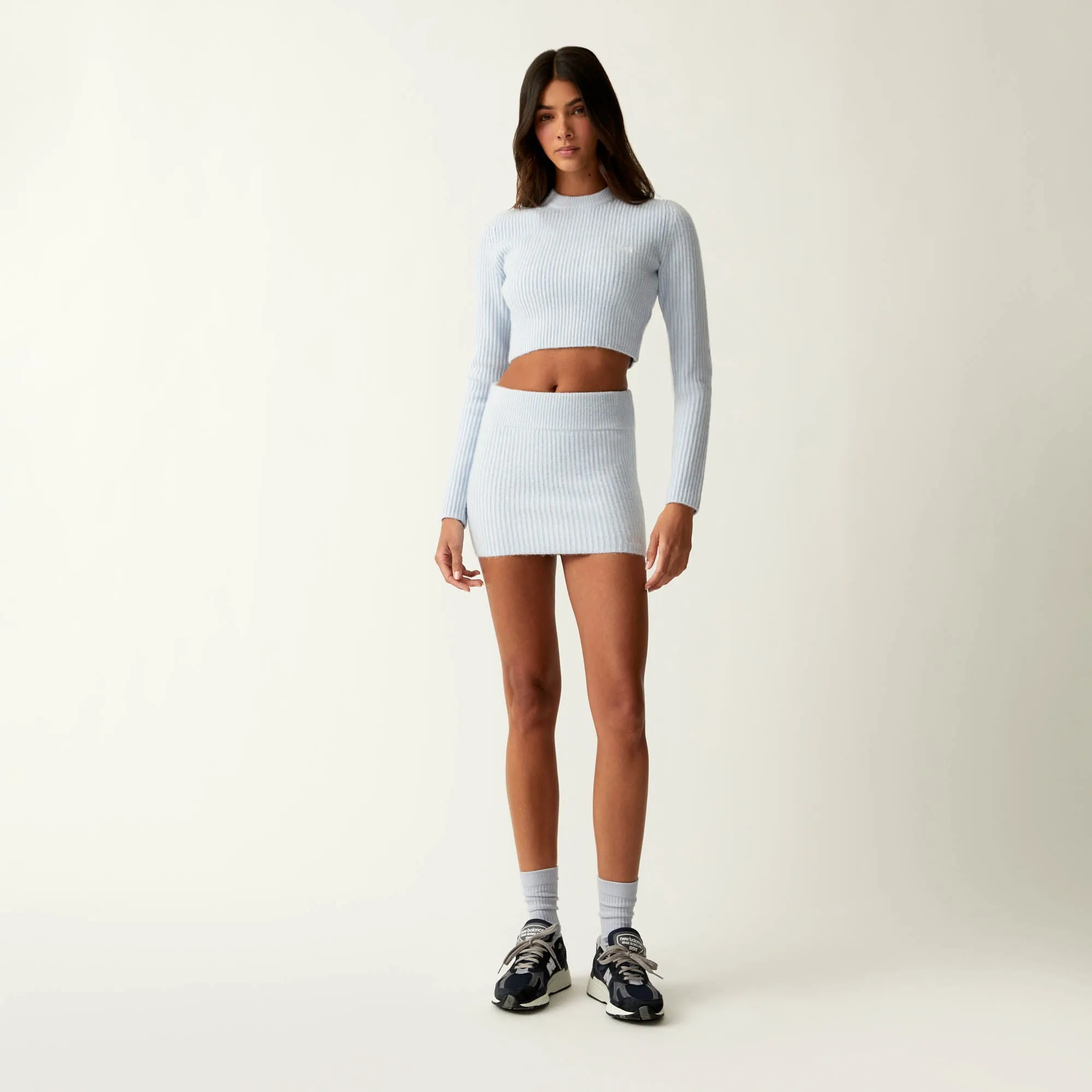 Kith Women Sloane Cropped Plush Rib Sweater - Kyanite