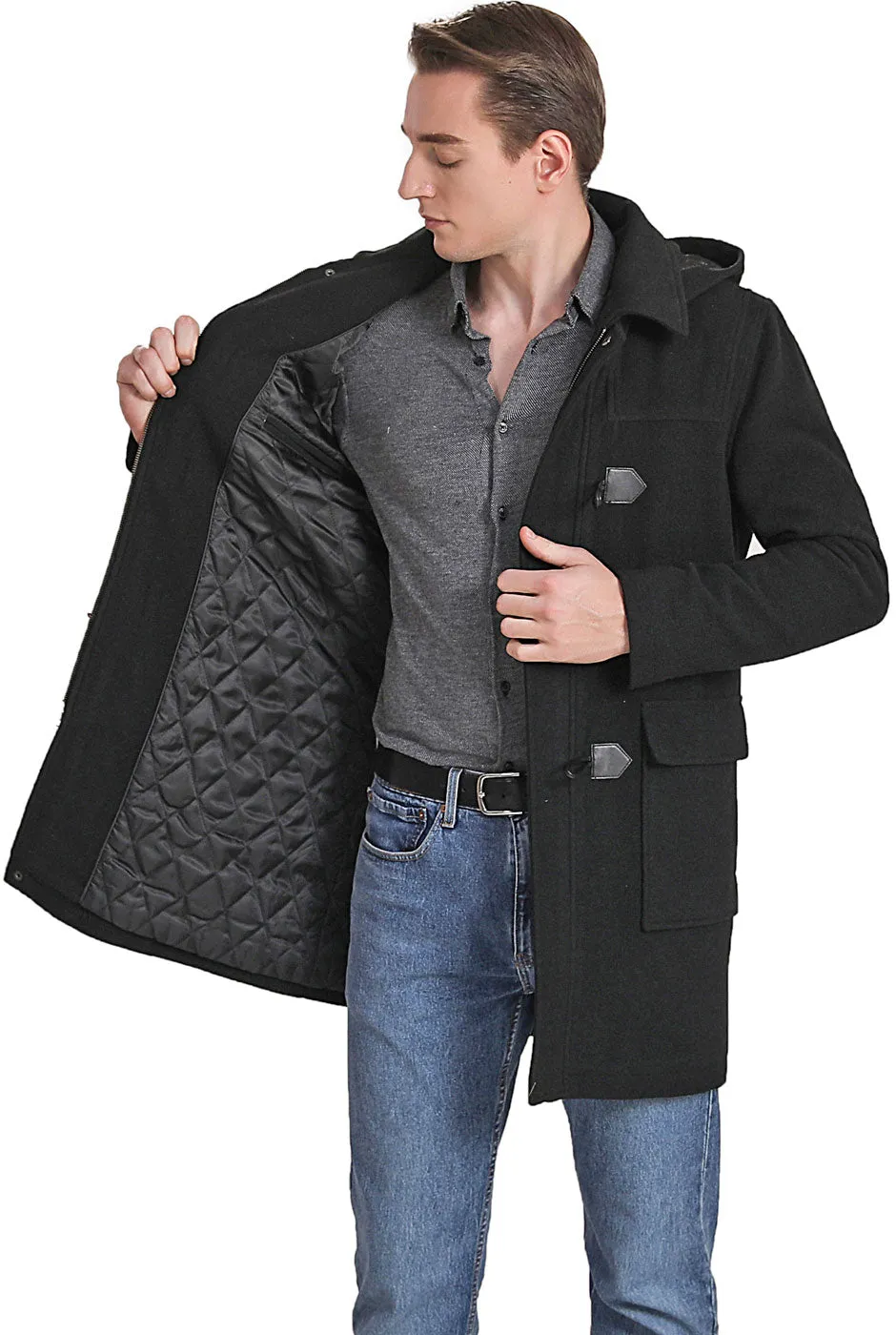 Landing Leathers Men Mason Wool Blend Duffle Toggle Coat