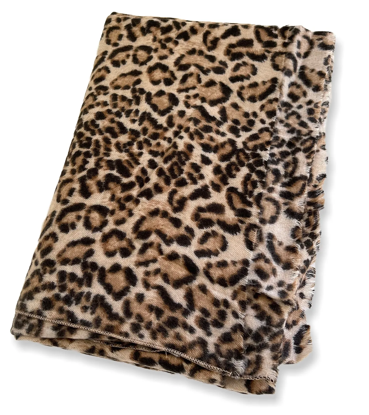 LARGE BEIGE SUPER SOFT FLEECE FEEL LEOPARD PRINT SCARF