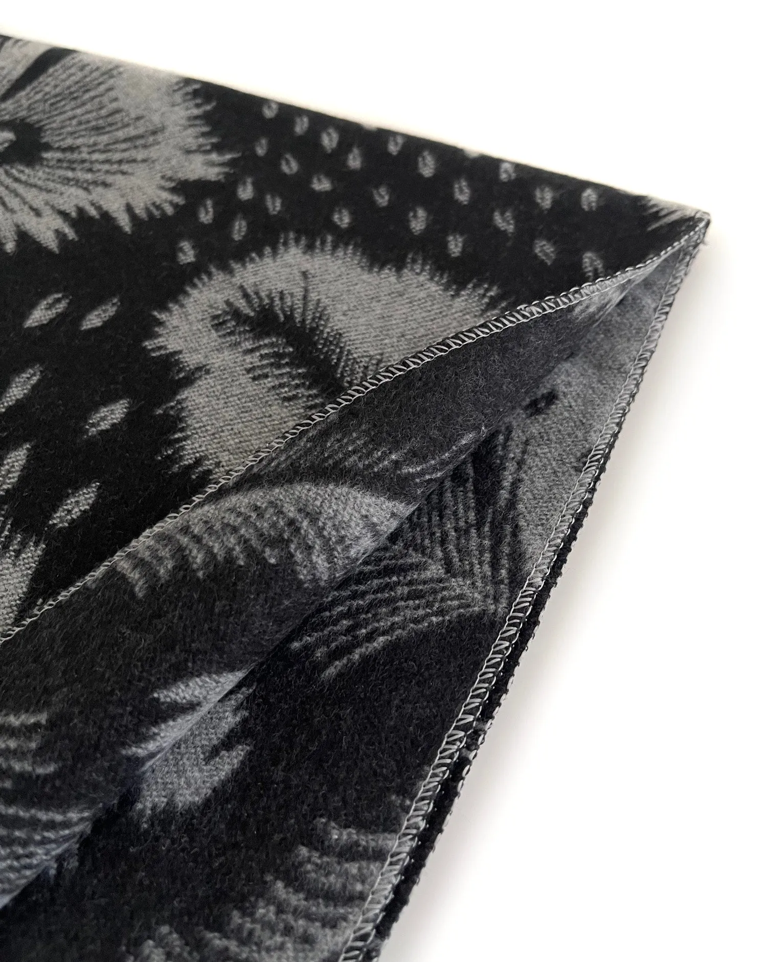 LARGE BLACK CASHMERE FEATHER PRINT REVERSIBLE WINTER SHAWL BLANKET SCARF