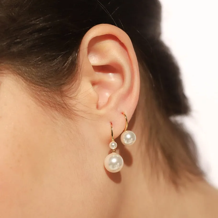 Large Pearl Fishhook Earring