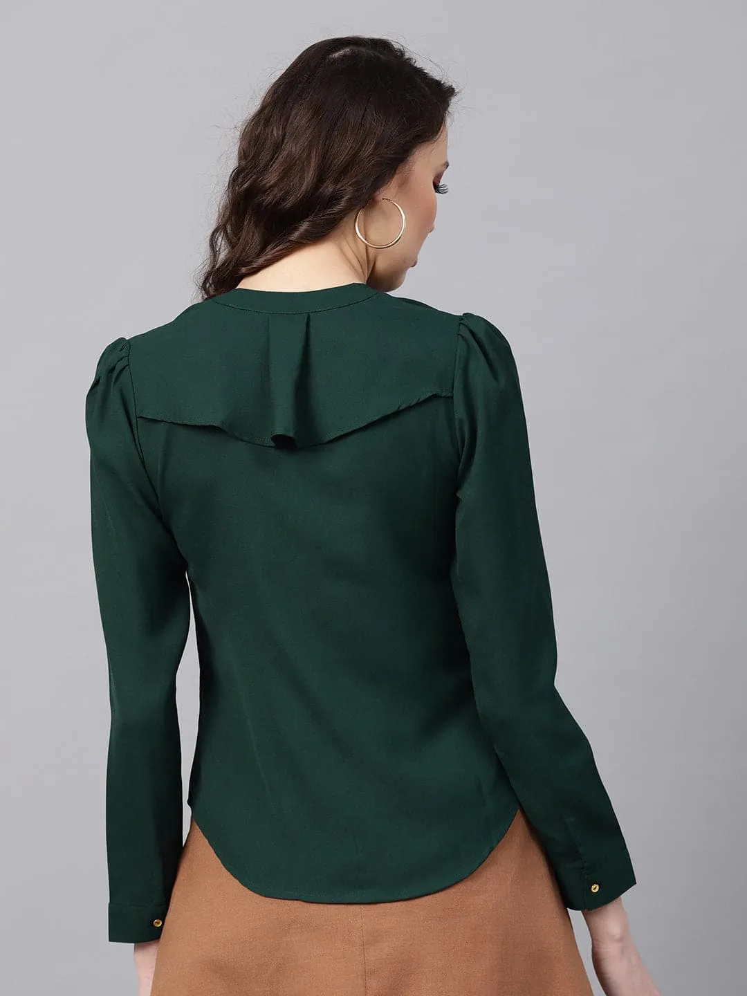 Layered Front Bottle Green Shirt