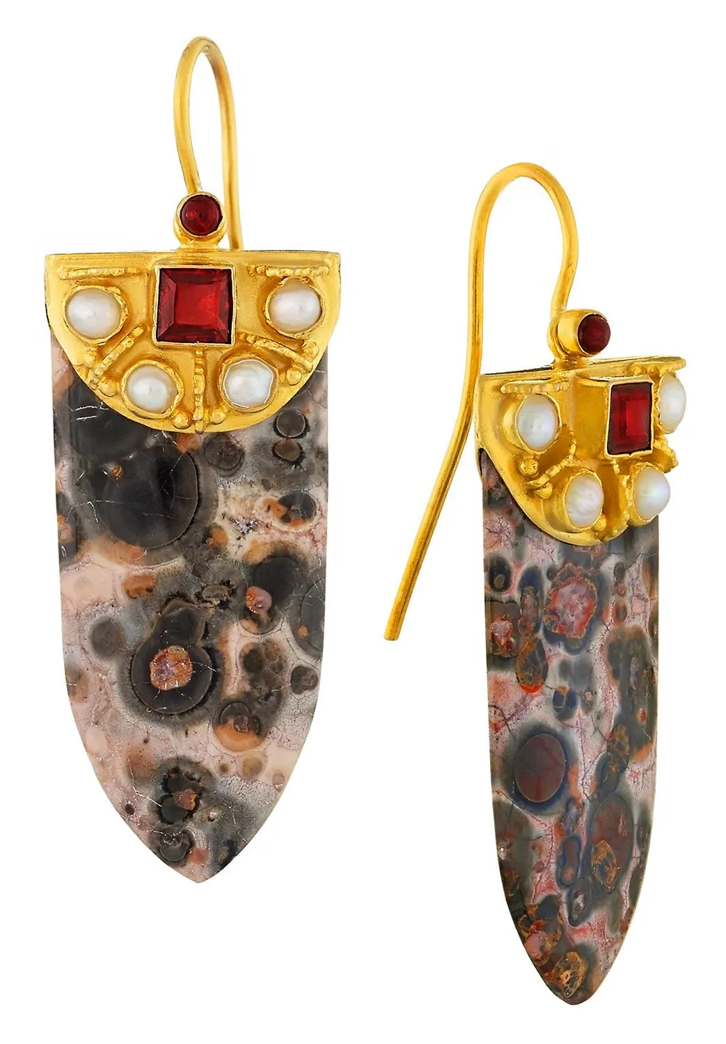 Leopardskin Jasper Shield Earrings