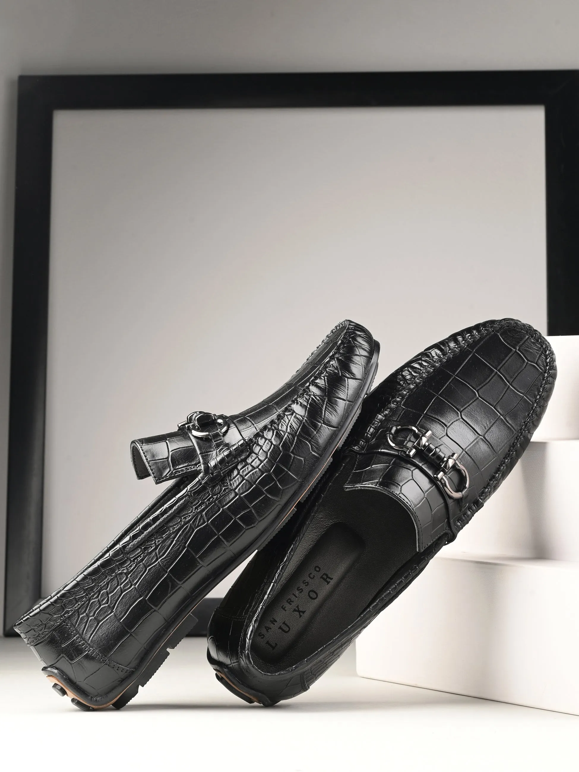 Libson Black Driving Loafers