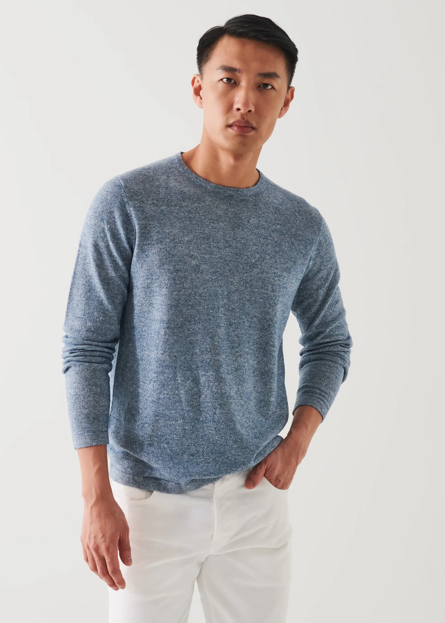 LINEN BLEND CREWNECK SWEATER