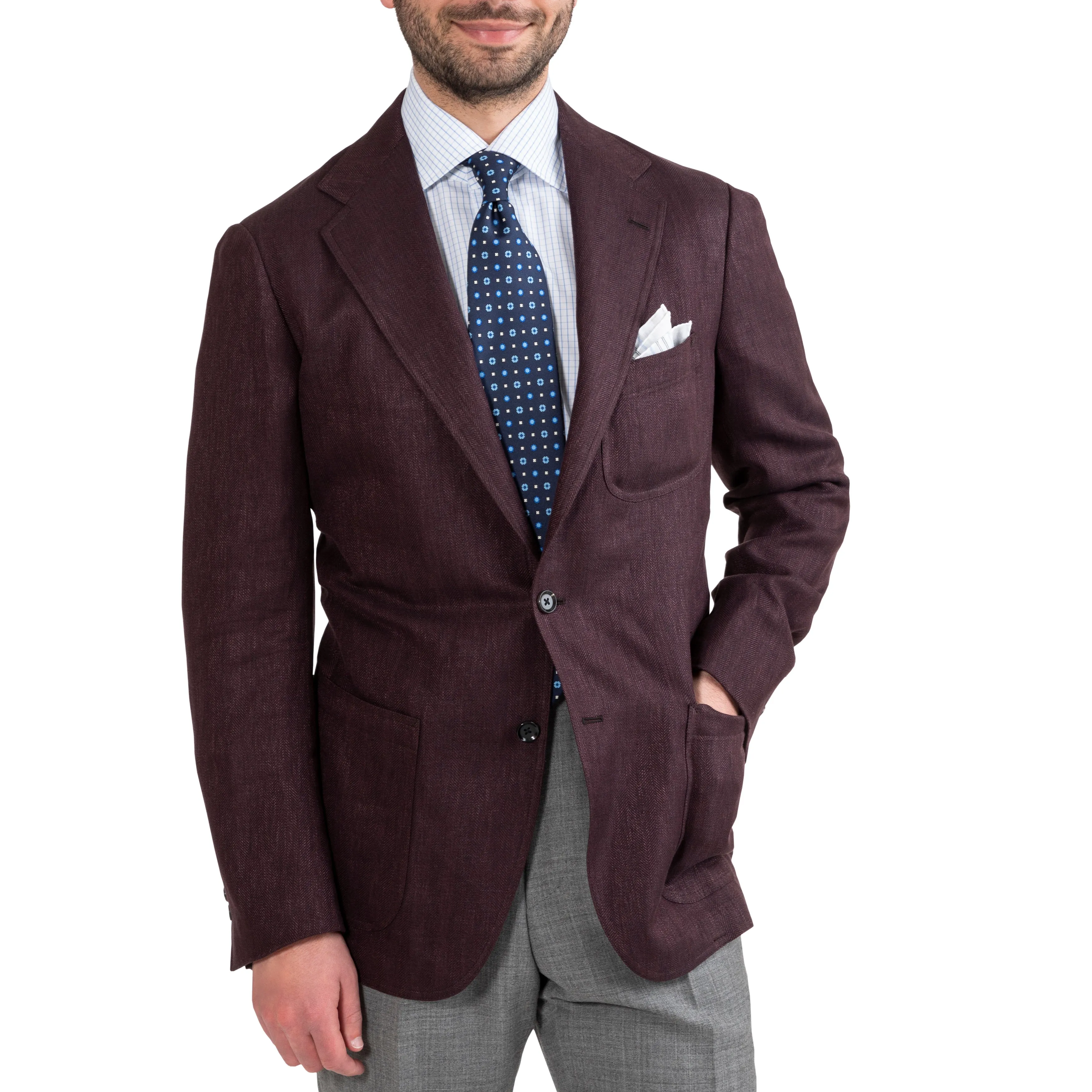 Linen/Wool/Silk Herringbone Model 12 Sport Coat