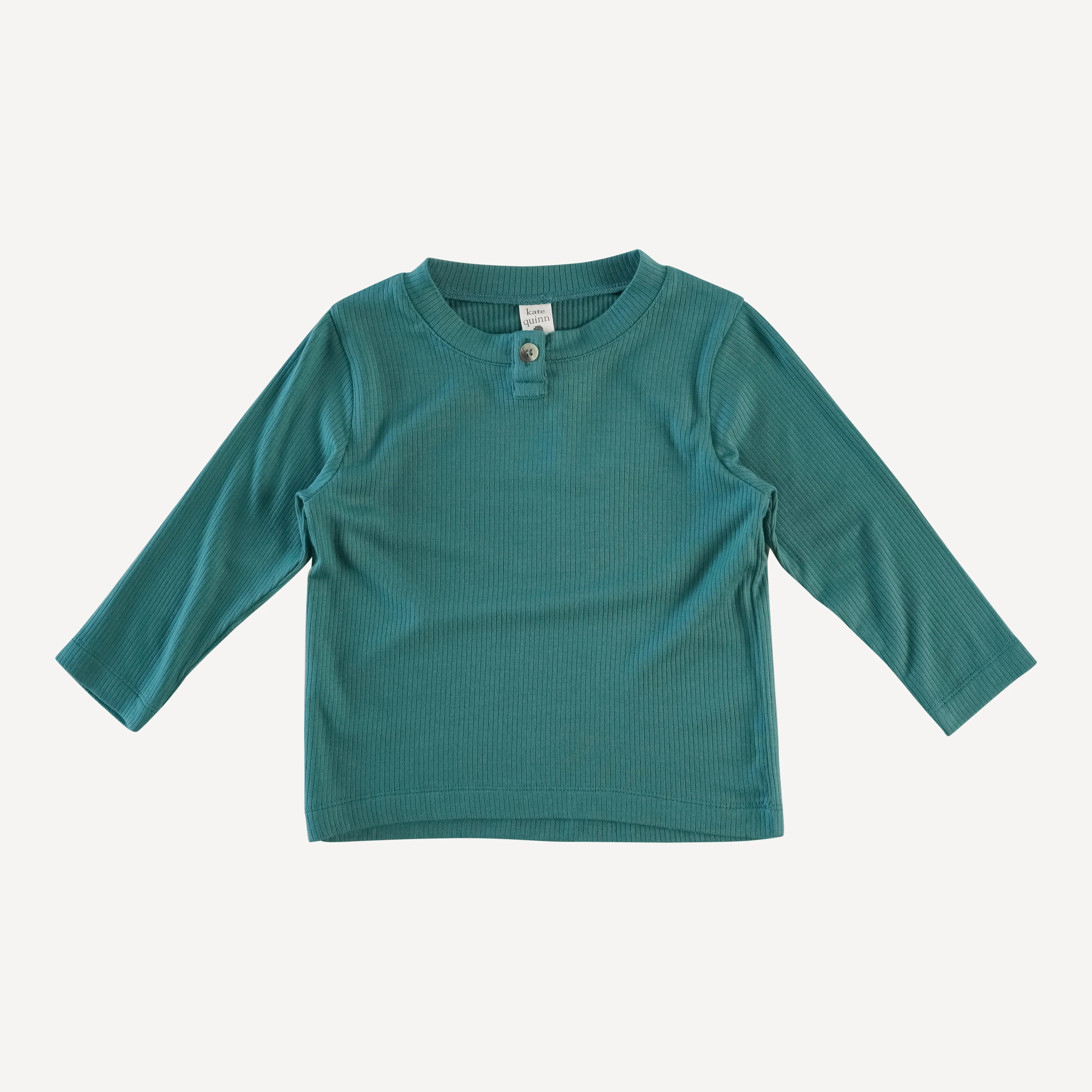 long sleeve essential button boxy tee | blue cypress | modal skinny rib