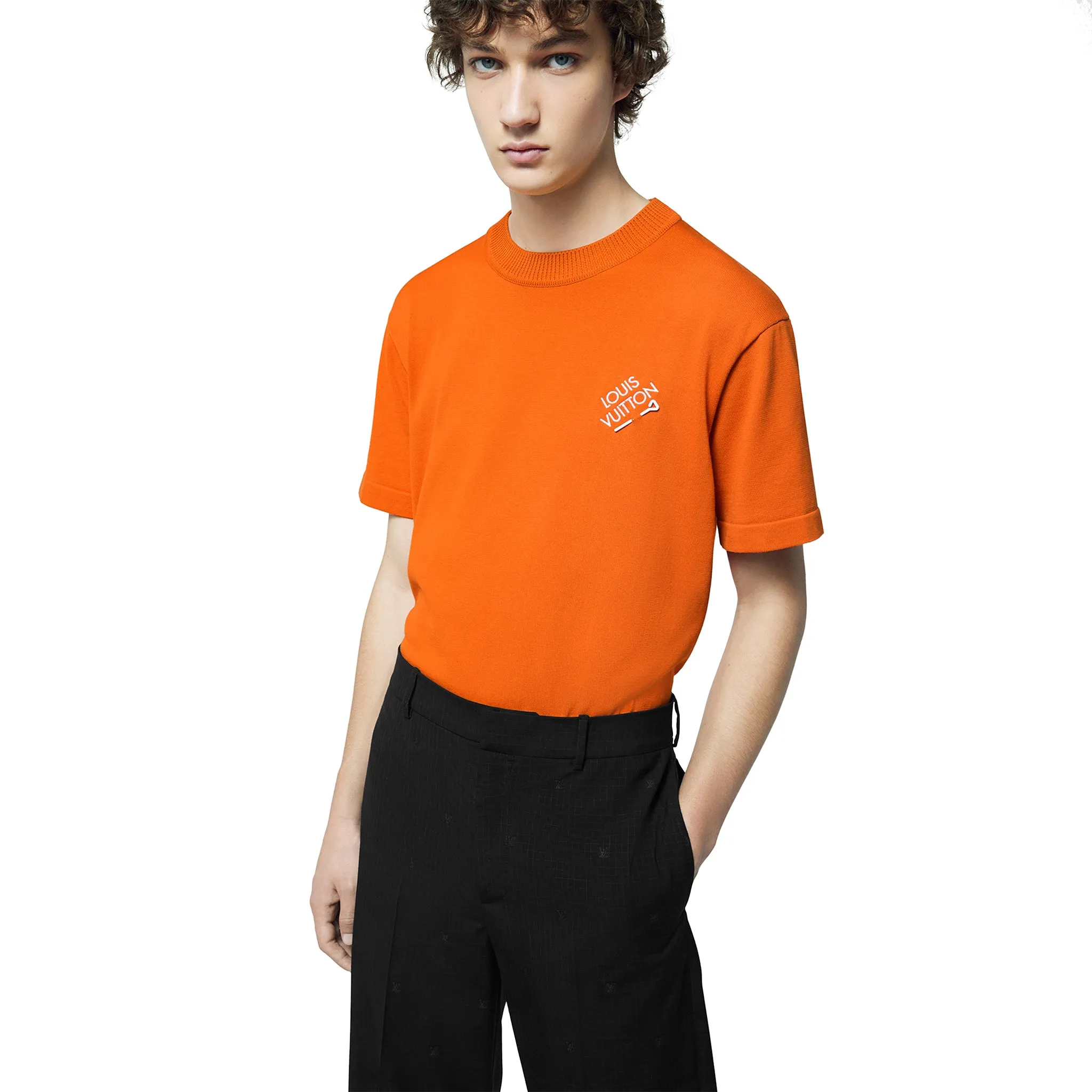 Louis Vuitton Embroidered Signature Crewneck T Shirt Orange