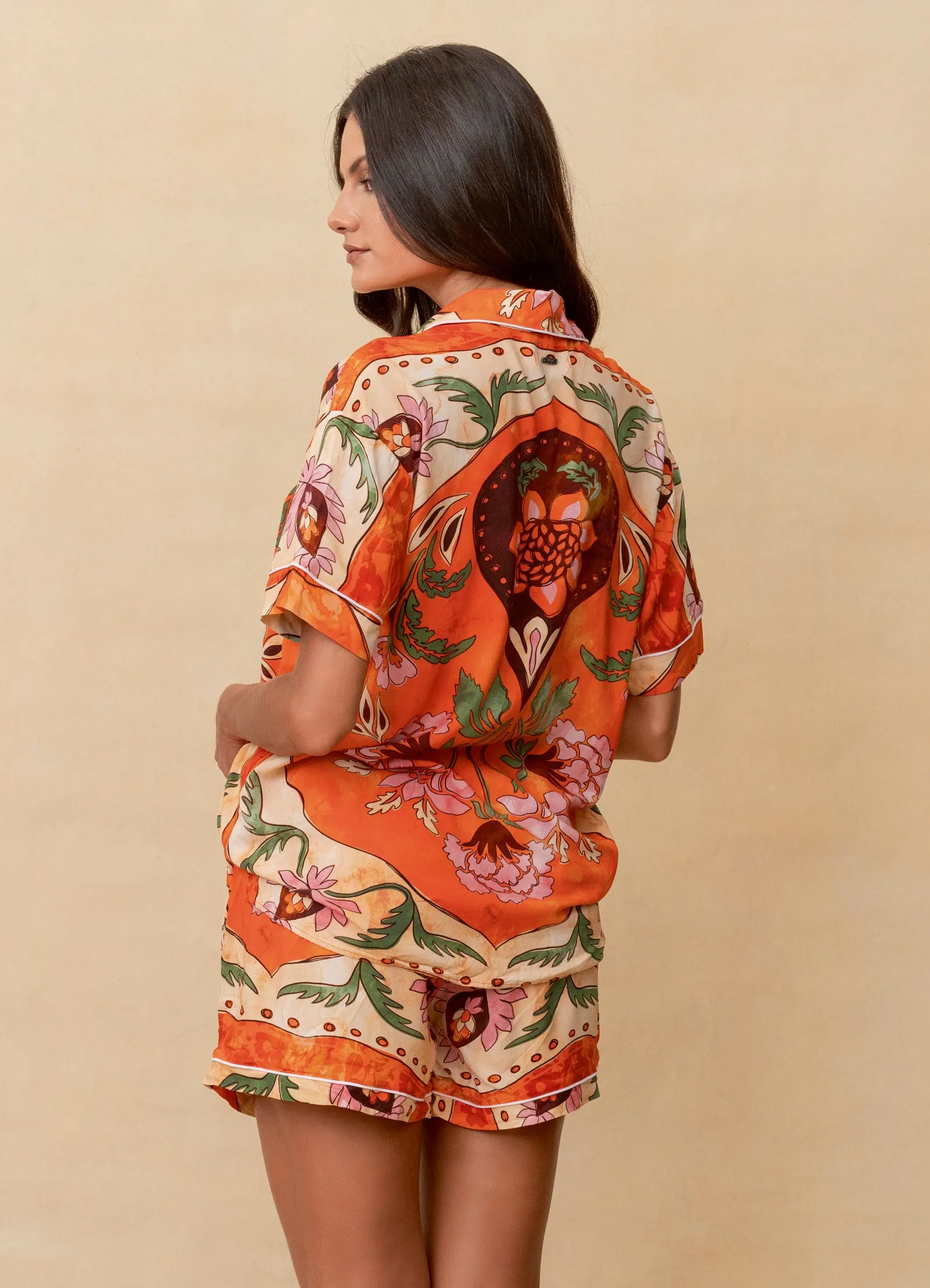 Maaji Chili Red Flower Slumber Short Sleeve Short Set