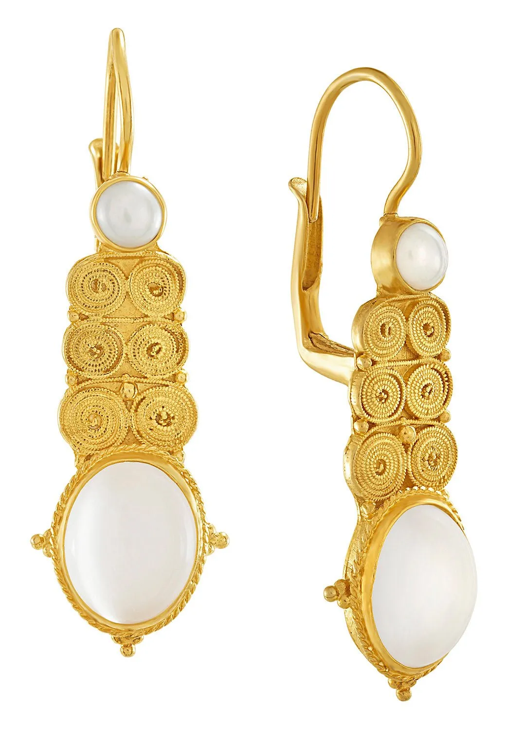 Malabar Moonstone and Pearl Earrings