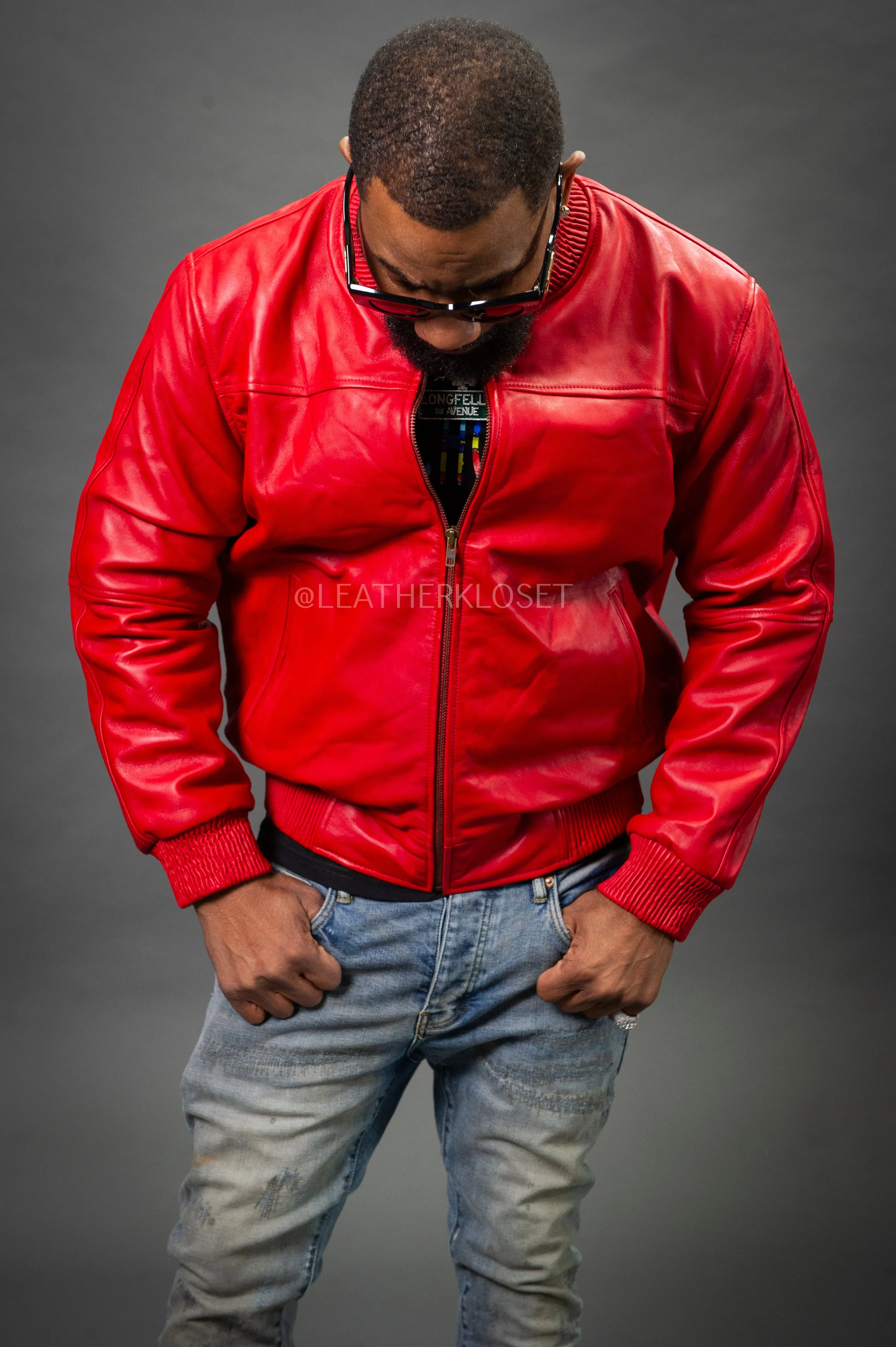 Men's Classic Baseball Leather Jacket [Red]