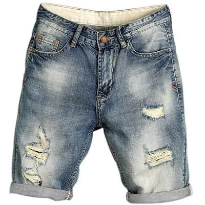 Men's Jogger Ripped Denim Shorts Hole Pop Streetwear Male Jeans Thin Fashion Brand Male Jeans