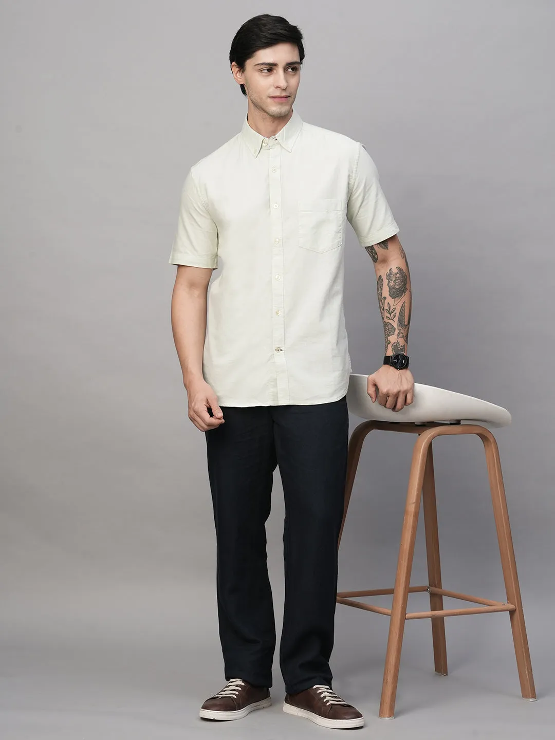 Men's Mint Oxford Cotton Regular Fit Shirts