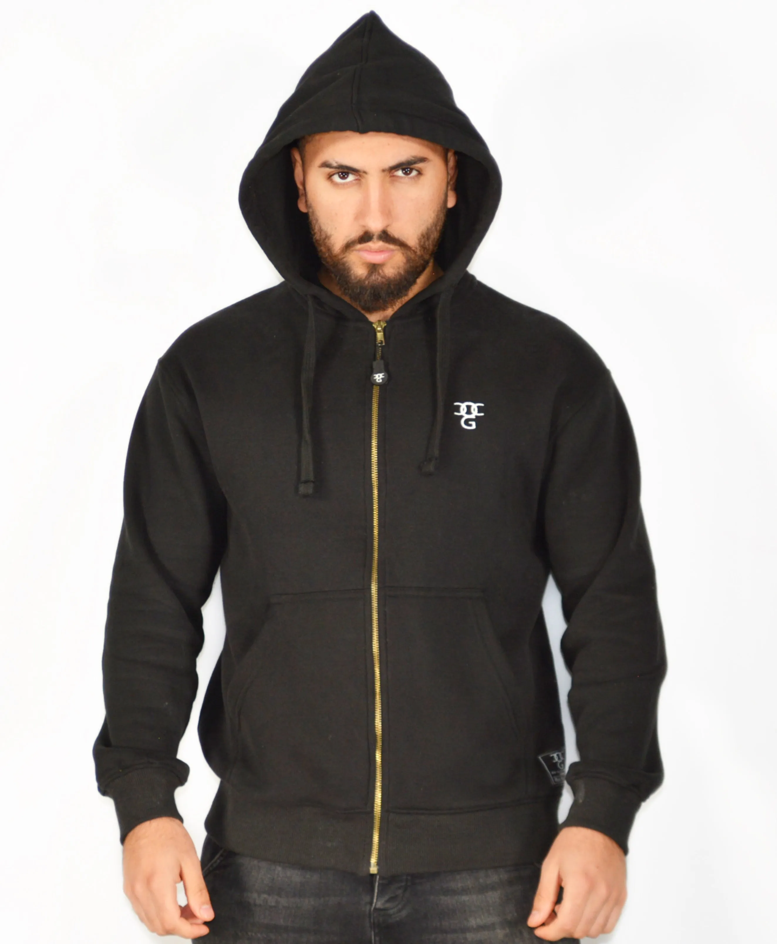 Mens O.G. Symbol Black Zipped Hooded Top