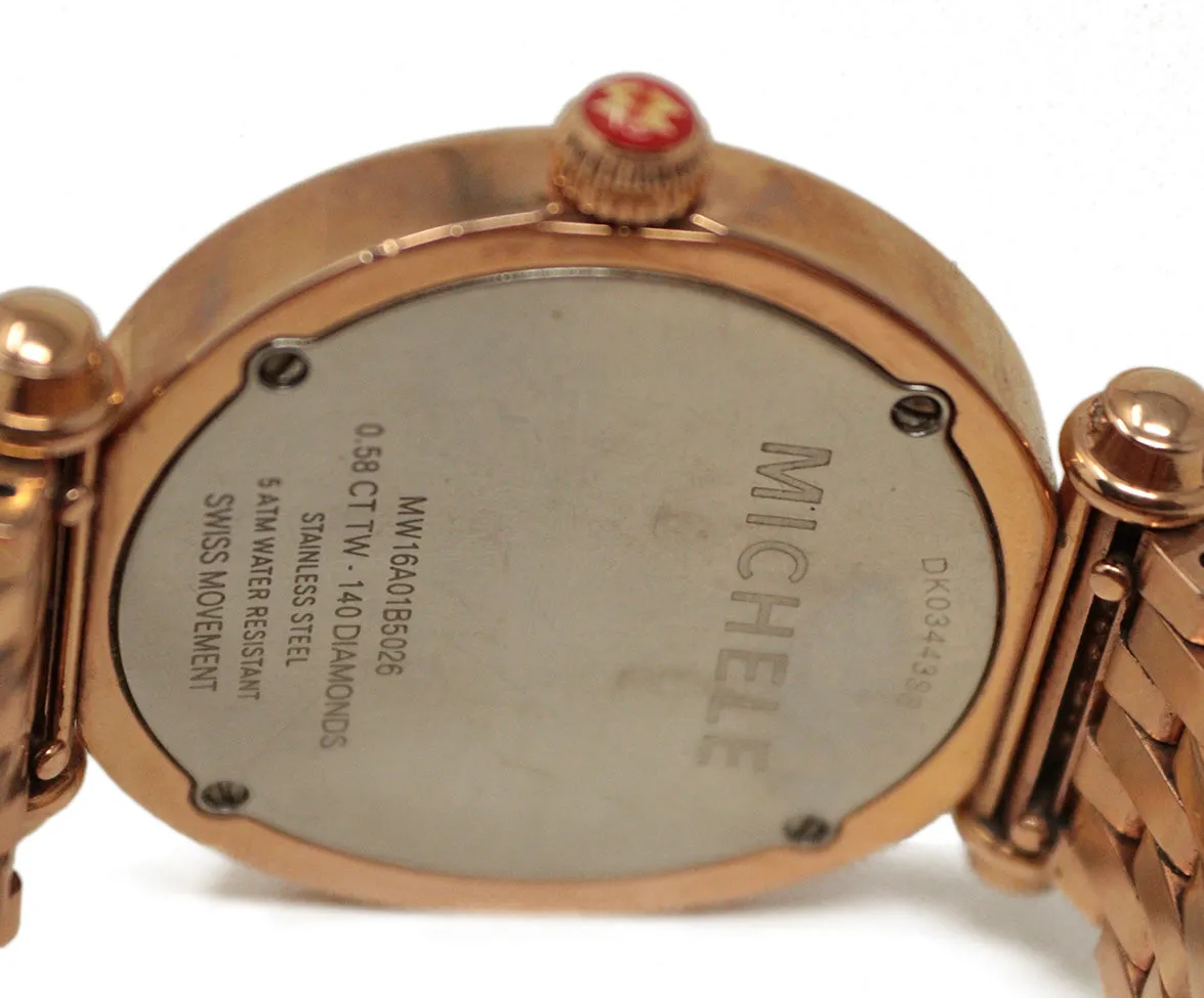 Michele Rose Gold Diamond Caber Watch