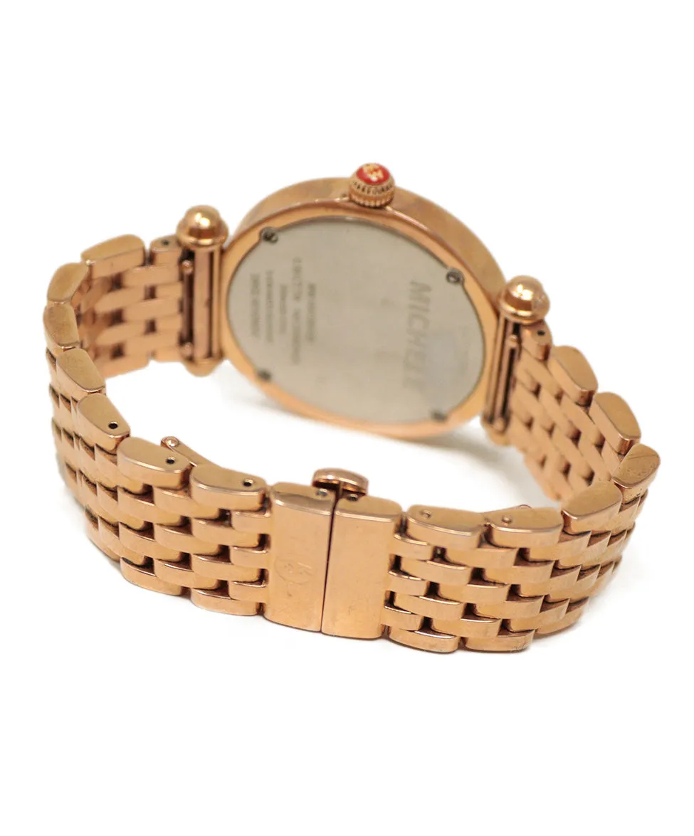 Michele Rose Gold Diamond Caber Watch