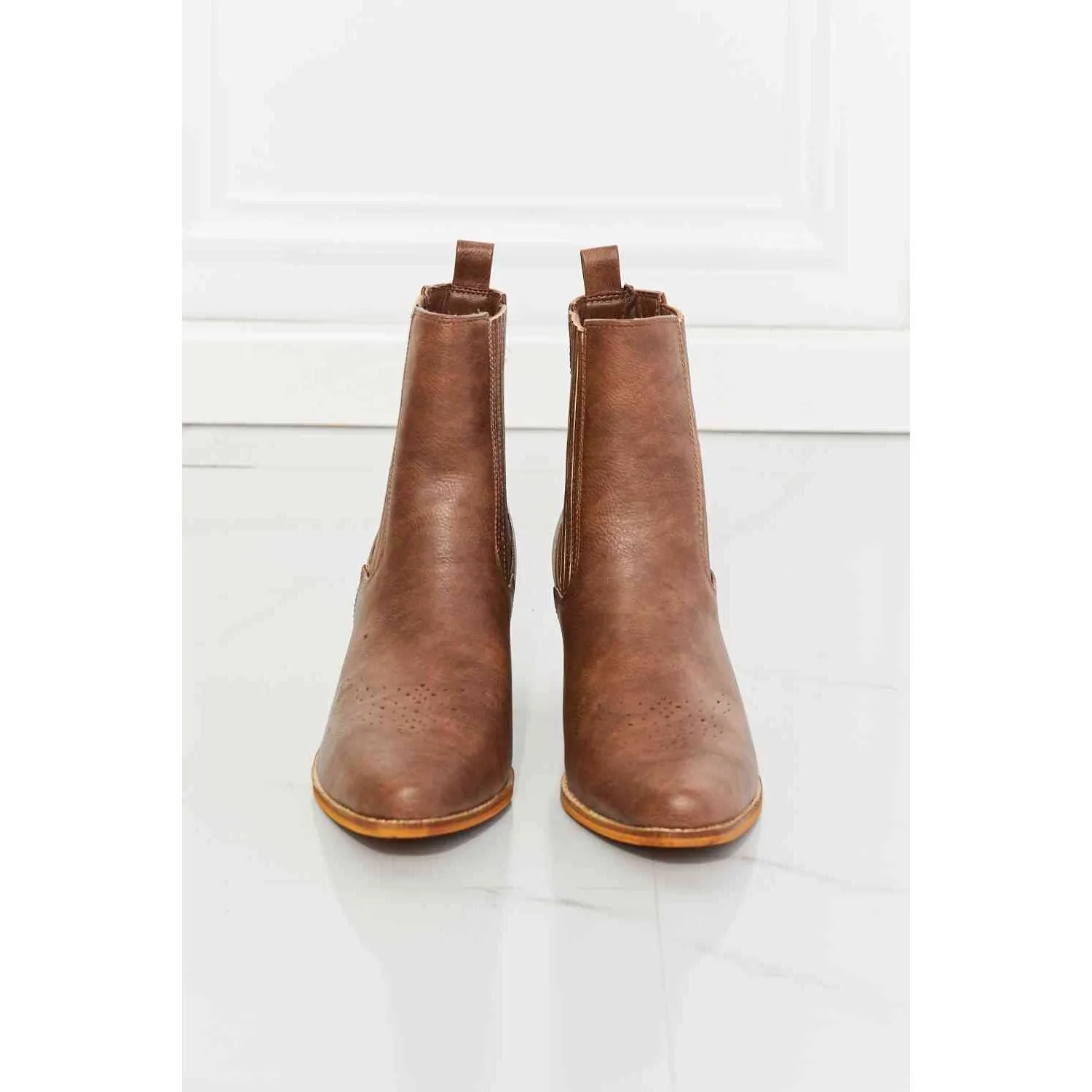 MMShoes Love the Journey Stacked Heel Chelsea Boot in Chestnut