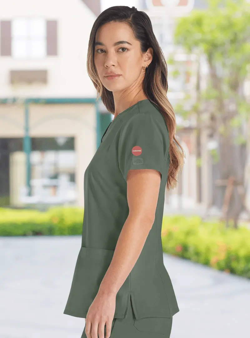 MoleMap Dickies EDS Essentials V-Neck Olive Top with 2 Monograms MM-DK615OLV