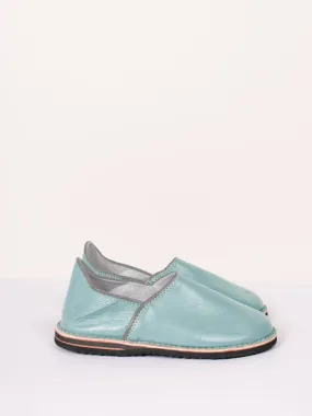 Moroccan Berber Babouche Slippers, Seafoam