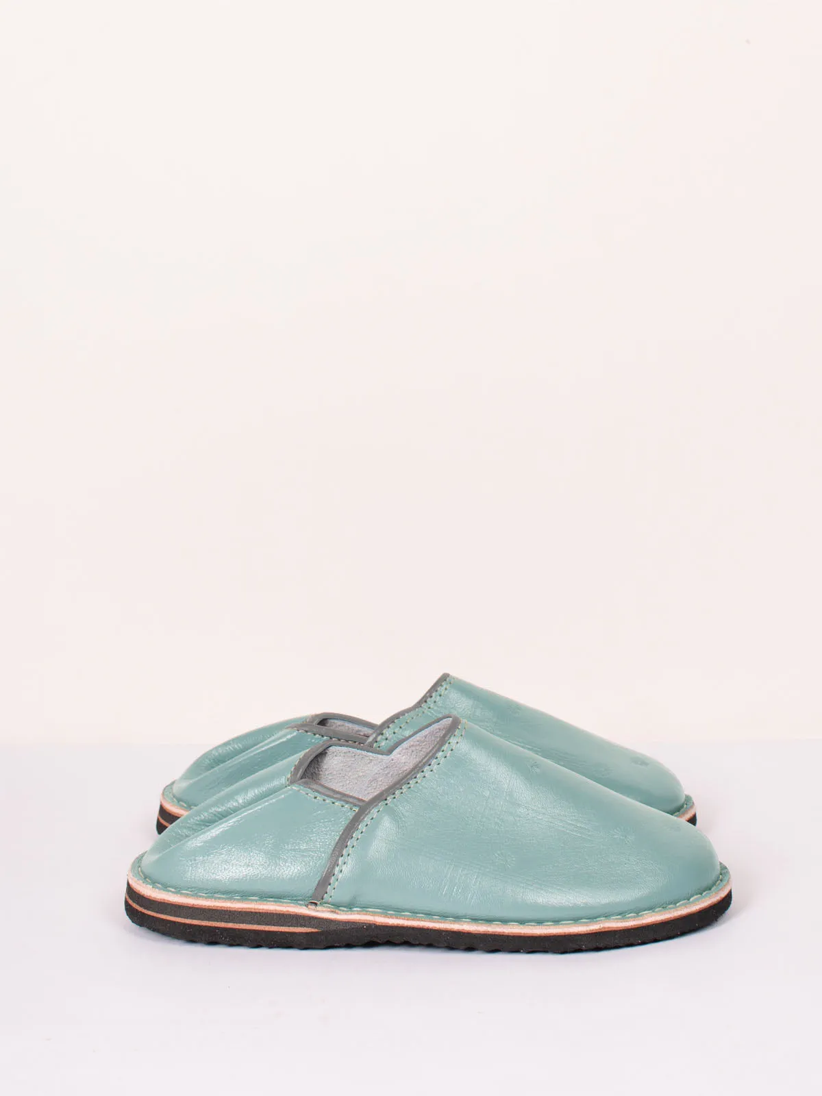 Moroccan Berber Babouche Slippers, Seafoam