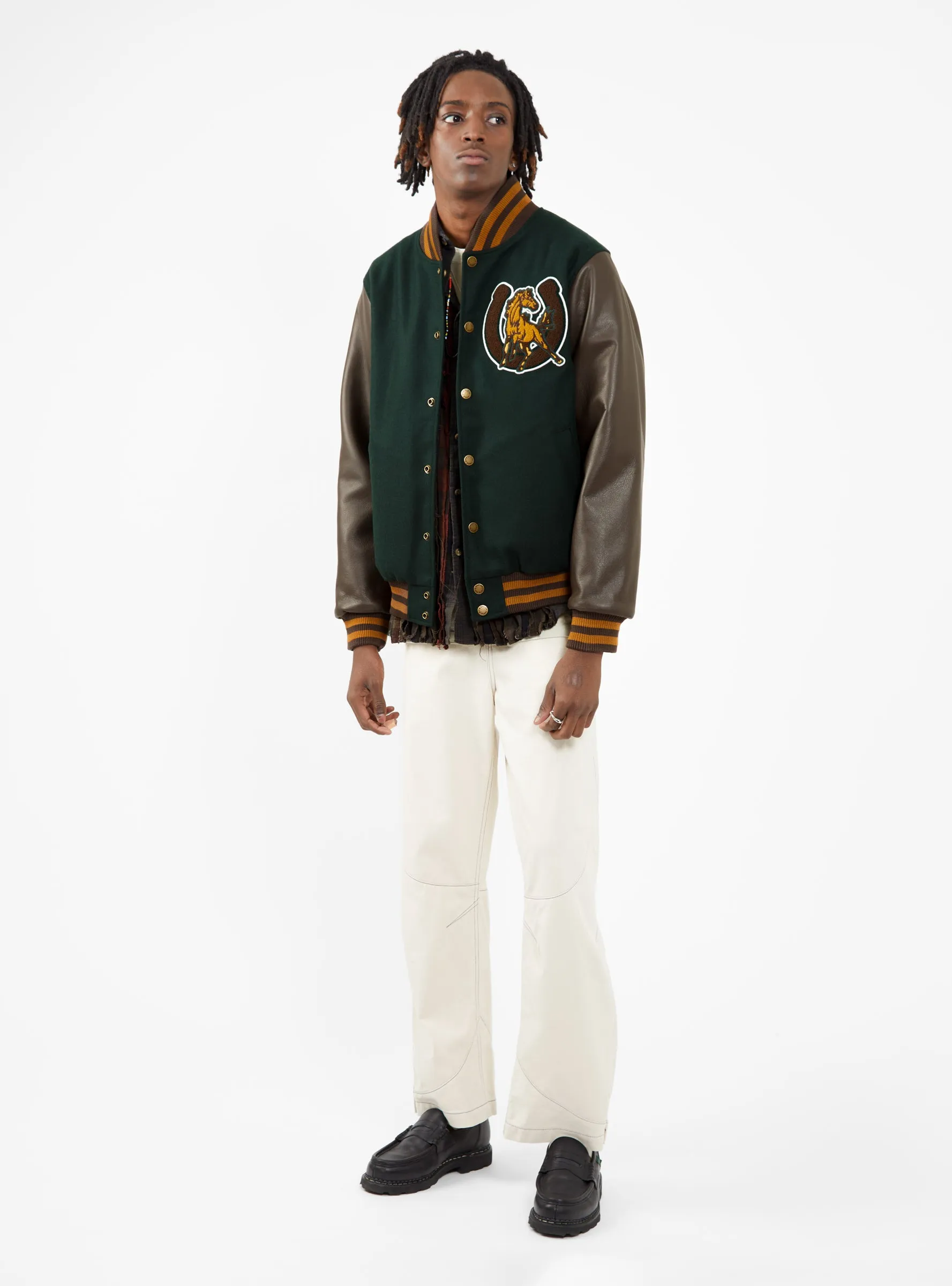 Mustang Varsity Jacket Green & Brown