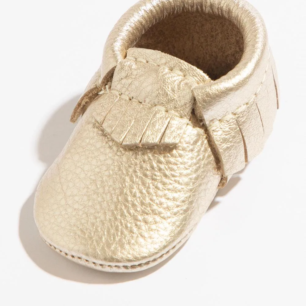 Newborn Platinum Moccasin Baby Shoe